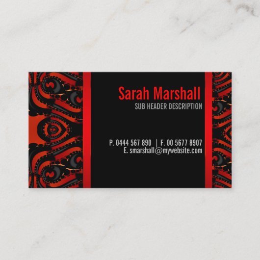Gothic Tribal Goddess Red+Black Business Card Visitenkarte (Vorderseite)