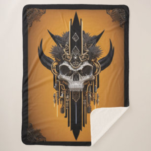 Gothic Tribal Skull Sherpa Blanket Sherpadecke