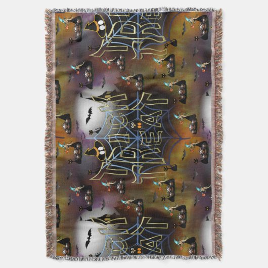 Gothic Trick-oder-Leckerei-Spinnennetz-Wiederholun Decke (Vorderseite Vertikal)