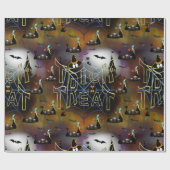 Gothic Trick-oder-Leckerei-Spinnennetz-Wiederholun Geschenkpapier (Flach)