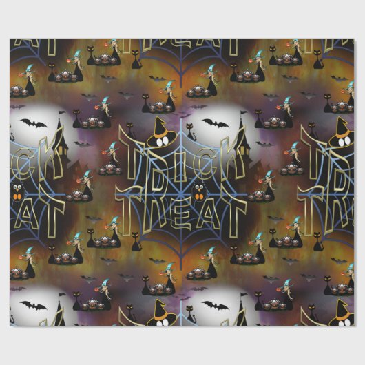 Gothic Trick-oder-Leckerei-Spinnennetz-Wiederholun Geschenkpapier (Flach)