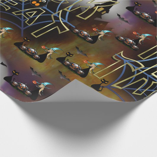 Gothic Trick-oder-Leckerei-Spinnennetz-Wiederholun Geschenkpapier (Ecke)