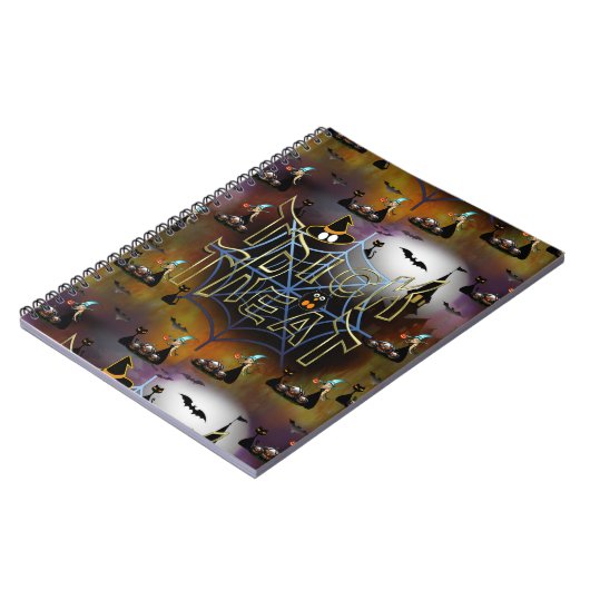 Gothic Trick-oder-Leckerei-Spinnennetz-Wiederholun Notizblock (Linke Seite)