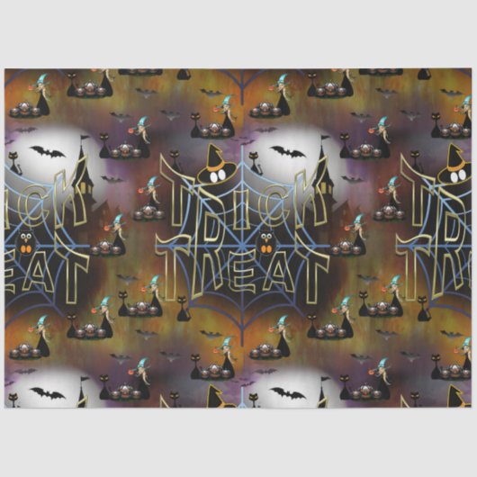 Gothic Trick-oder-Leckerei-Spinnennetz-Wiederholun Seidenpapier (Vorderseite)