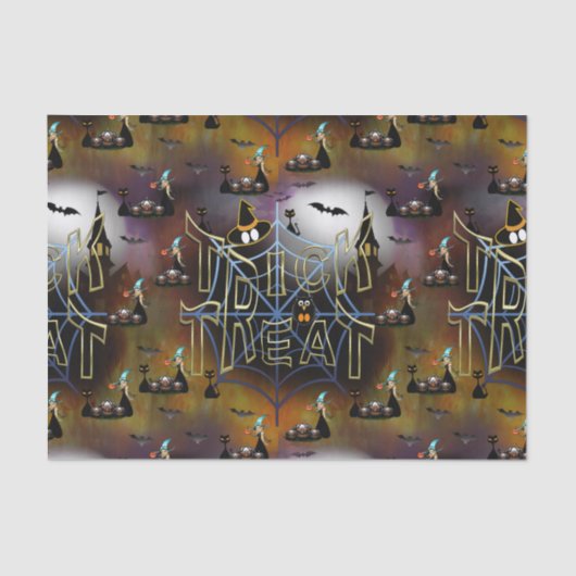 Gothic Trick-oder-Leckerei-Spinnennetz-Wiederholun Seidenpapier (Vorderseite)