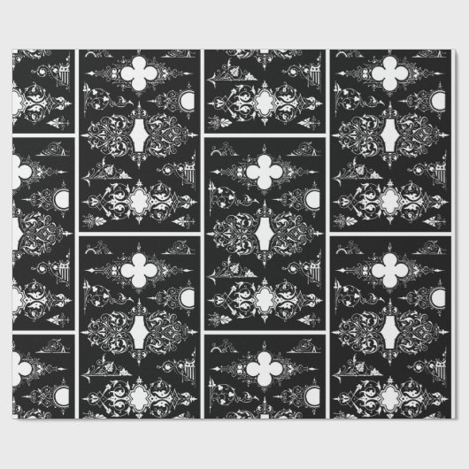 Gothic trim antique verzierte Header-Trimm Schwarz Geschenkpapier (Flach)