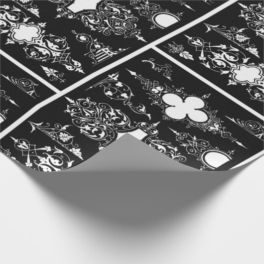 Gothic trim antique verzierte Header-Trimm Schwarz Geschenkpapier (Ecke)