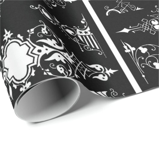 Gothic trim antique verzierte Header-Trimm Schwarz Geschenkpapier (Rolleneckpunkt)