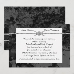 Gothic Triple Moon Floral Wedding Ste Einladung
