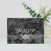Gothic Triple Moon Floral Wedding Ste RSVP Karte (Stehend Vorderseite)