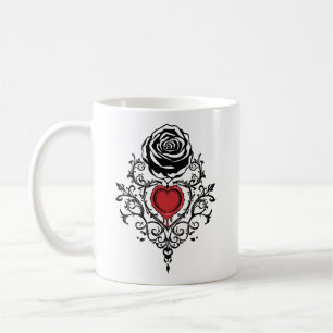 Gothic tropfendes rotes Herz-Rose dunkle Romantik Kaffeetasse
