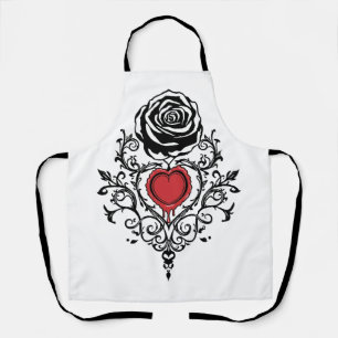 Gothic tropfendes rotes Herz-Rose dunkle Romantik Schürze