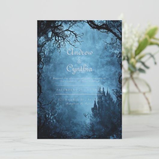 Gothic Twilight Wedding Einladung (Stehend Vorderseite)