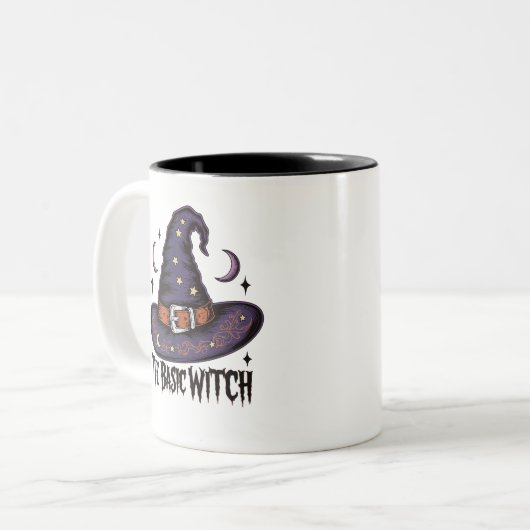 Gothic Typografie Basic Hexenhutchenkaffee Hallowe Zweifarbige Tasse (Vorderseite Links)