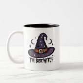 Gothic Typografie Basic Hexenhutchenkaffee Hallowe Zweifarbige Tasse (Links)