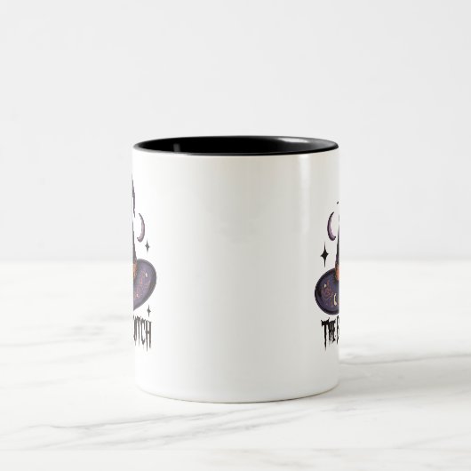 Gothic Typografie Basic Hexenhutchenkaffee Hallowe Zweifarbige Tasse (Mittel)