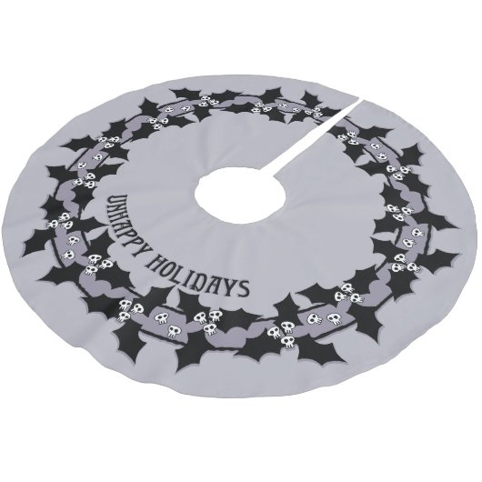 Gothic Unhappy Holidays Wreath Polyester Weihnachtsbaumdecke (Schrägansicht)