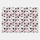 Gothic Valentine Black and Pink Hearts Geschenkpapier Set (Vorderseite)