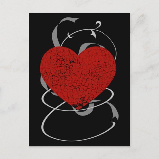 Gothic Valentine Broken Heart Postcard Feiertagspostkarte (Vorderseite)