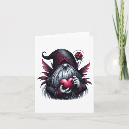 Gothic Valentine Gnome Karte (Vorderseite)