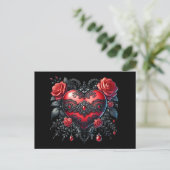 Gothic Valentine Heart Postcard Feiertagspostkarte (Stehend Vorderseite)