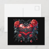 Gothic Valentine Heart Postcard Feiertagspostkarte (Vorne/Hinten)