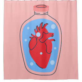 Gothic valentine macabre pink menschlichen Herzen Duschvorhang