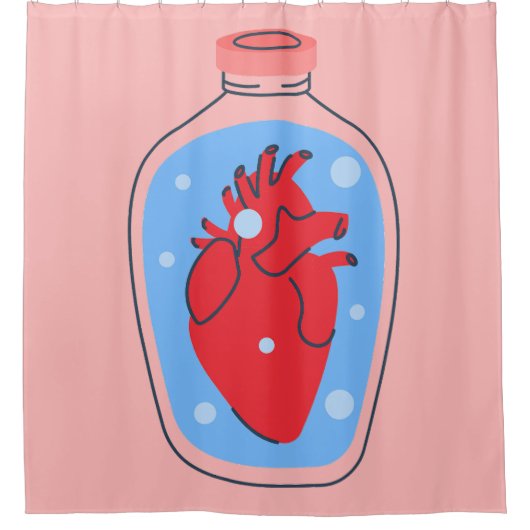 Gothic valentine macabre pink menschlichen Herzen Duschvorhang (Vorderseite)