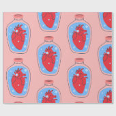 Gothic valentine macabre pink menschlichen Herzen Geschenkpapier (Flach)