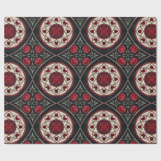 Gothic Valentine Red Roses Geschenkpapier (Flach)