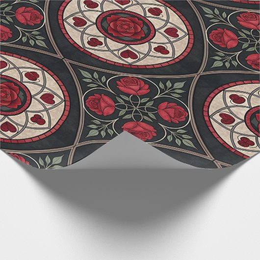 Gothic Valentine Red Roses Geschenkpapier (Ecke)