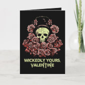 Gothic Valentine Skull mit Rose Karte (Vorderseite)
