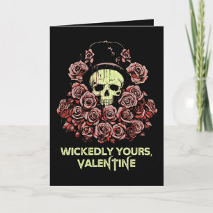Gothic Valentine Skull mit Rose Karte