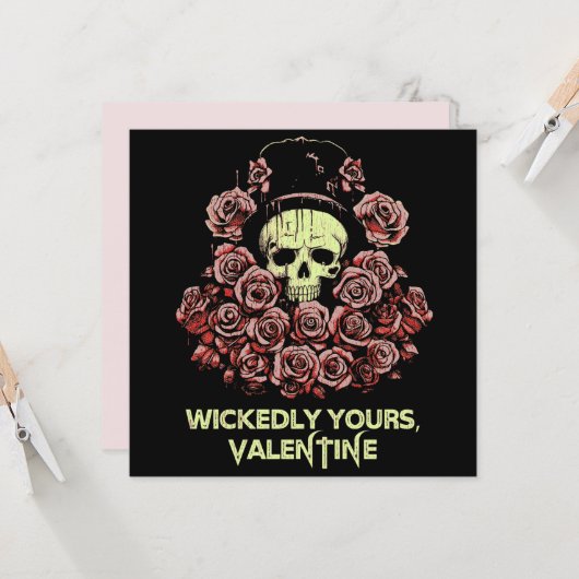Gothic Valentine Skull mit Rose Karte (Vorderseite/Rückseite Beispiel)