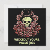 Gothic Valentine Skull mit Rose Karte (Vorderseite)