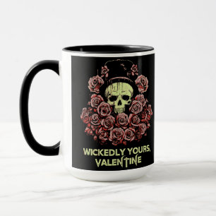 Gothic Valentine Skull mit Rose Tasse
