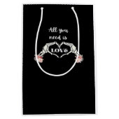 Gothic Valentines Classic - Skeletthörner Herz Mittlere Geschenktüte (Vorderseite)