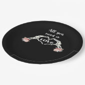 Gothic Valentines Classic - Skeletthörner Herz Pappteller (Schrägansicht)