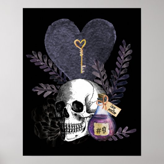 Gothic Valentins Schädelflasche Poster (Vorne)