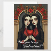 Gothic-Valentins-Zwillinge mit rotem Herzen (Vorne/Hinten)
