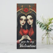 Gothic-Valentins-Zwillinge mit rotem Herzen (Stehend Vorderseite)