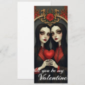 Gothic-Valentins-Zwillinge mit rotem Herzen (Vorne/Hinten)