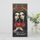 Gothic-Valentins-Zwillinge mit rotem Herzen (Stehend Vorderseite)