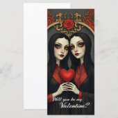 Gothic-Valentins-Zwillinge mit rotem Herzen (Vorne/Hinten)