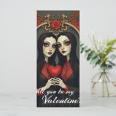 Gothic-Valentins-Zwillinge mit rotem Herzen (Stehend Vorderseite)