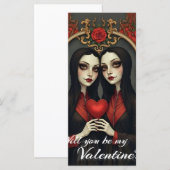 Gothic-Valentins-Zwillinge mit rotem Herzen (Vorne/Hinten)
