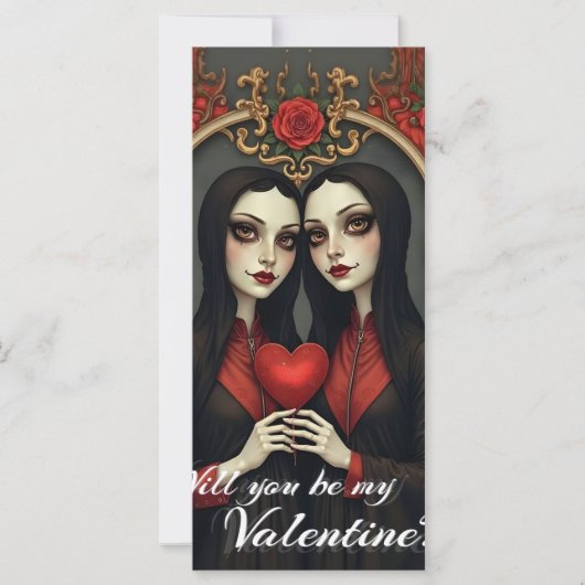 Gothic-Valentins-Zwillinge mit rotem Herzen (Vorderseite)