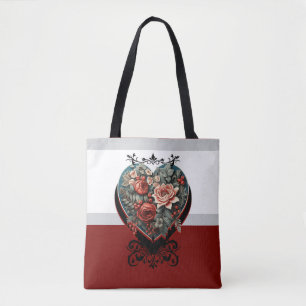 Gothic-Valentinsherz mit Rosen - individuelle Lieb Tasche