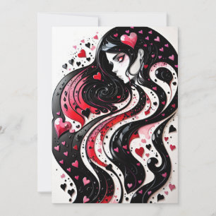 Gothic Valentinstag Rot & Schwarze Herzen Feiertagskarte