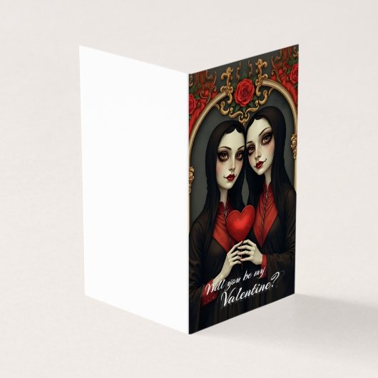 Gothic-Valentinszwillinge mit rotem Herzen (Vorderseite)